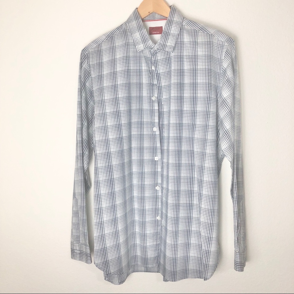 Alfani Slim Fit Stretch Button Down Casual Shirt
